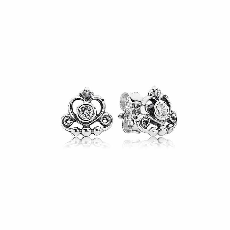 Pandora My Princess Tiara Stud Earrings - Sterling Silver/Cubic Zirconia - Canada | VO2738NH